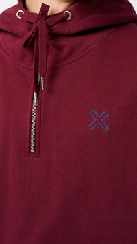 HALF ZIP HOODIE REEF BURGUNDY