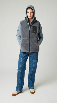 DARK GREY ROPE FLEECE VEST