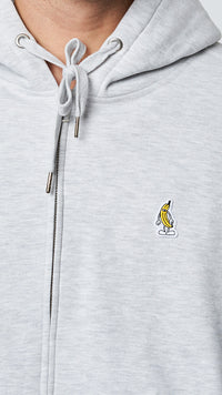 LIGHT GREY MELANGE BANANA FULL ZIP HOODIE