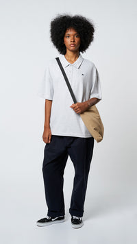 LIGHT GREY MELANGE PATCH POLO