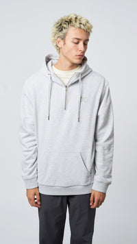 LIGHT GREY MELANGE REEF HALF ZIP HOODIE