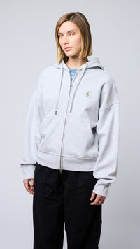 LIGHT GREY MELANGE BANANA FULL ZIP HOODIE