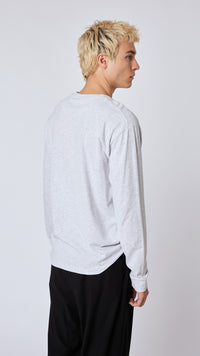 LIGHT GREY MELANGE BANANA POCKET LS TEE