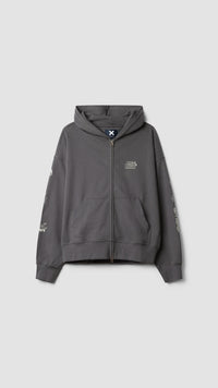 SUDADERA CON CAPUCHA FULL ZIP RANDOM ASH