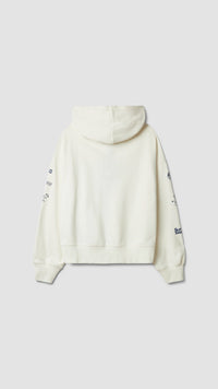 SUDADERA CON CAPUCHA FULL ZIP RANDOM BLANCO ROTO